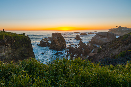 Rocky cliffs at sunset, Pismo Beach, California Central Coast