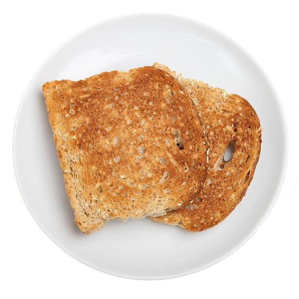 Whole meal toast isolated on white background, in plates