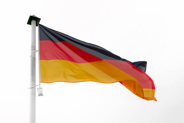 istock German flag waving in the wind 1460548881