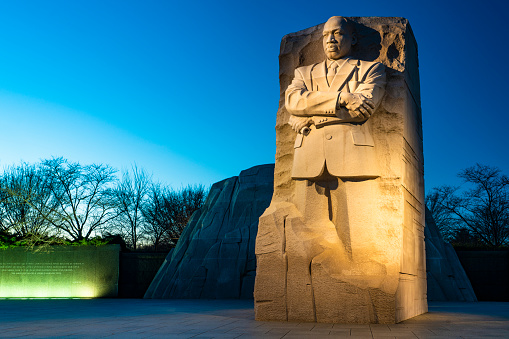 Washington, D.C., USA - January 24, 2023: Martin Luther King Jr. Memorial in Washington, D.C., USA in the evening.