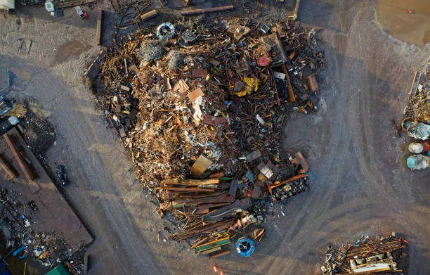 istock Scrap metal recycling compound viewed from above 1460549160
