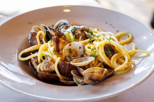 Spaghetti pasta with clams