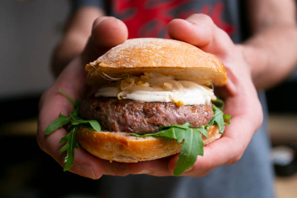 Authentic American burger with mayonnaise