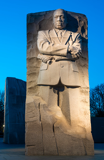 Washington, D.C., USA - January 24, 2023: Martin Luther King Jr. Memorial in Washington, D.C., USA in the evening.