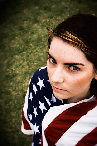 istock Woman with American Flag 146055086