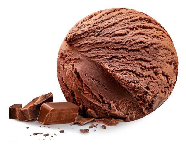istock Chocolate Ice Cream Scoop isolated on white background. Chocolate ice-cream close up 1460551174