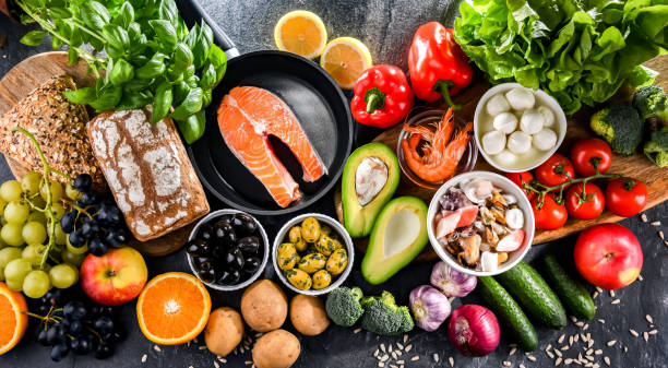 istock Food products representing the Mediterranean diet 1460553130