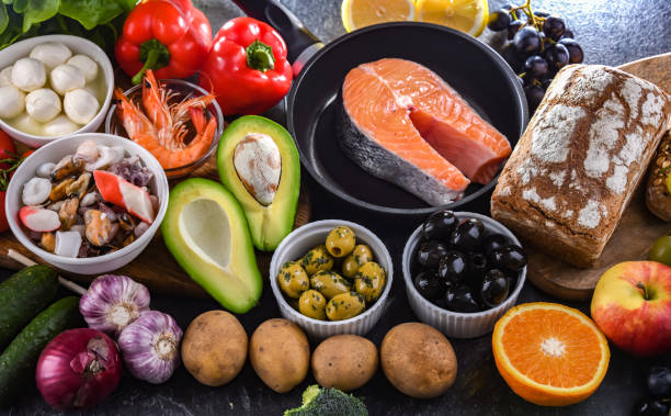 istock Food products representing the Mediterranean diet 1460553166