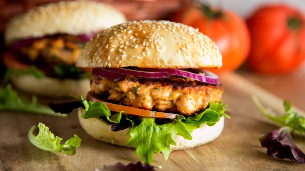 istock Authentic top quality American salmon Burger 1460555840