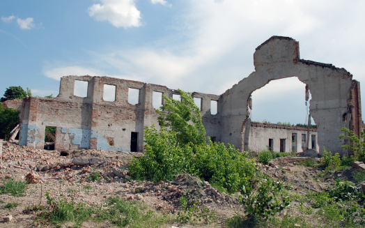 destroyed building of factory