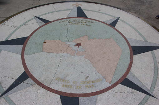 Cuba - Cienfuegos- map of Cienfuegos on the floor of the Parque Jose Marti