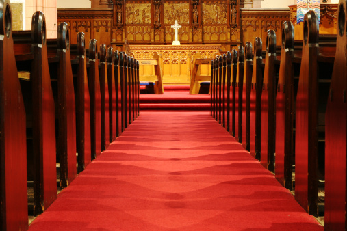 The interior of a Church of Scotland church, Scotland.