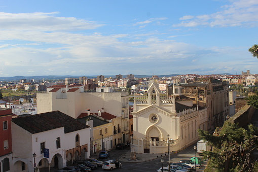 Badajoz, Spain  – December 8, 2022: Church of Religiosas Adoradoras del Santísimo y de La Trinidad in Badajoz, Extremadura, Spain.