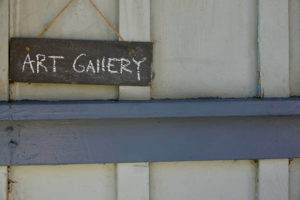 istock Minimalist art gallery sign written in chalk 1460565367