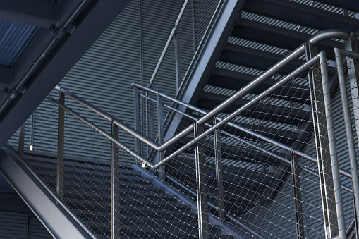 Metal stairs with geometric shapes