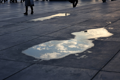 Water reflection on the street floor