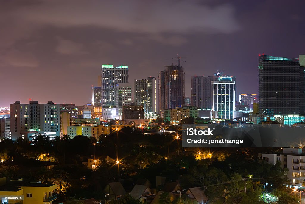 Innenstadt Skyline von Miami bei Nacht - Lizenzfrei Architektur Stock-Foto