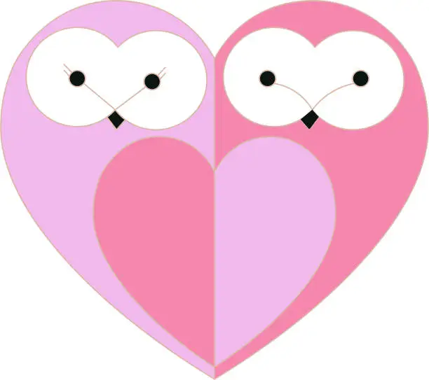 Vector illustration of Cute couple of owls in love