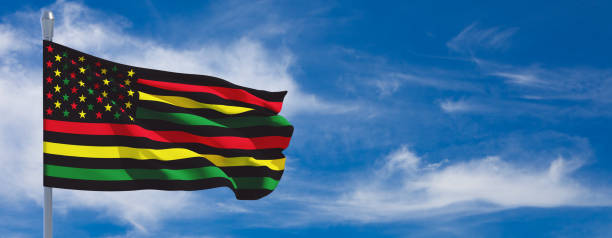 istock Alternative Juneteenth Flag with blue cloudy sky. Since 1865. Design of Banner. 1460572598