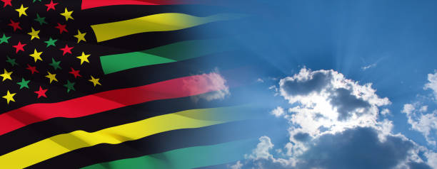 istock Alternative Juneteenth Flag with blue cloudy sky. Since 1865. Banner with place for text. 1460572620