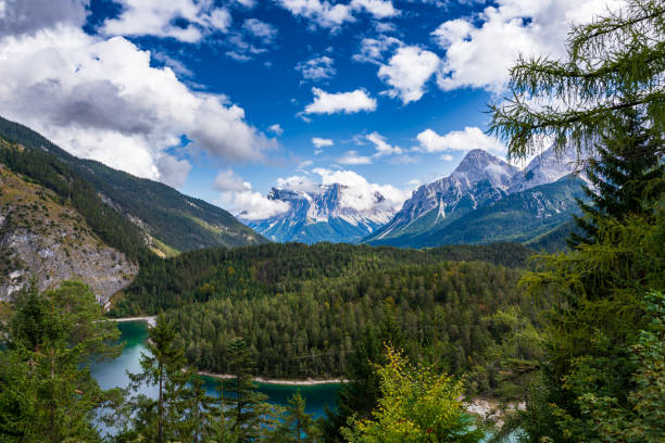 istock Panorama at the Blindsee with view to the Zugspitze 1460575652
