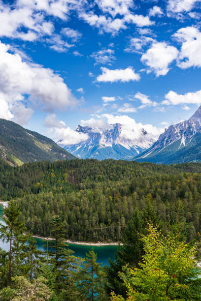 istock Panorama at the Blindsee with view to the Zugspitze 1460575681