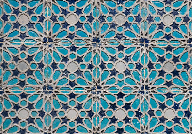 Tiled background, oriental ornaments from Uzbekistan