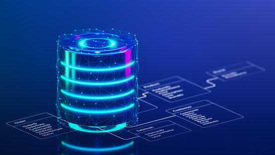 Database Is Placed On Relational Database Tables Concept Of Database ...