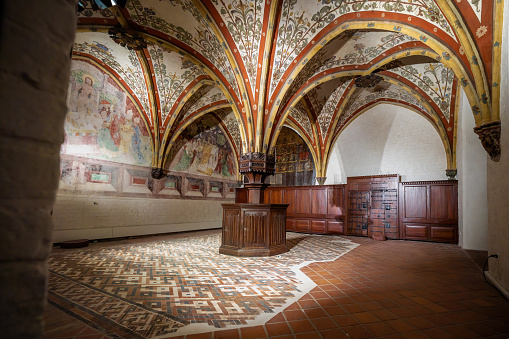 Lubeck, Germany - Jan 10, 2020: Castle Monastery (Burgkloster) Interior - part of European Hansemuseum - Lubeck, Germany