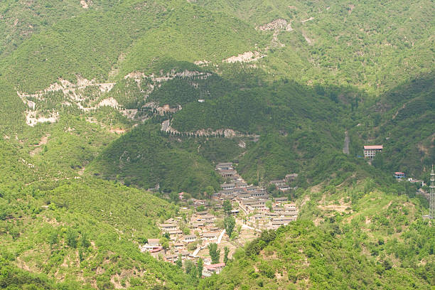 Chinese Village in a Mountain Valley Road, Cloud Shaped Shadow