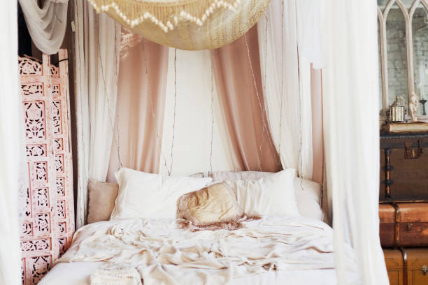 istock Vintage bohemian bedroom with baldaquin 1460581859