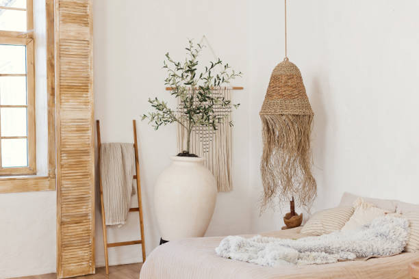 istock Light scandinavian bedroom with wooden details 1460581865