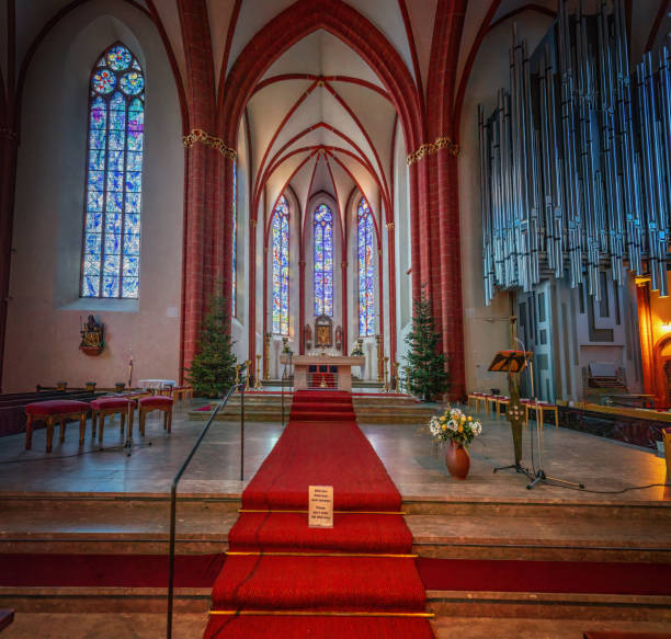 Mainz, Germany - Jan 22, 2020: Altar at St. Stephan Church Interior - Mainz, Germany