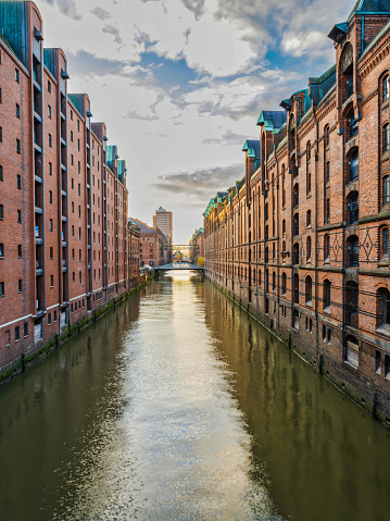 The Warehouse District Speicherstadt during a cloudy afternoon, Hamburg, Germany