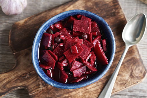 Homemade kvass made of fermented red beet and spices