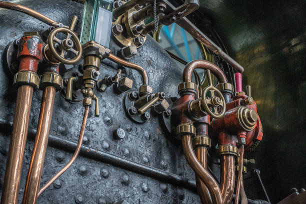 Steam locomotive controls stock photo
