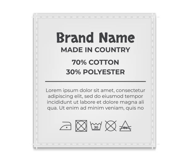 Label tag wash instruction cloth care fabric cotton isolated set. Vector graphic design illustration Label tag wash instruction cloth care fabric cotton isolated set. Vector graphic design shirt labels stock illustrations