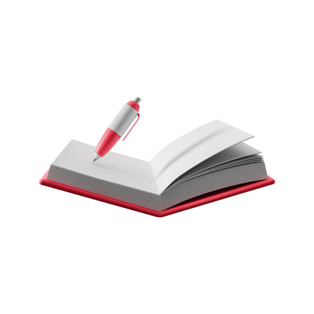 istock 3d illustration of open book and pen writing on it isolated on white background. 1460590392