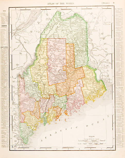 Old map of the State of Maine, USA.    - See lightbox for more
