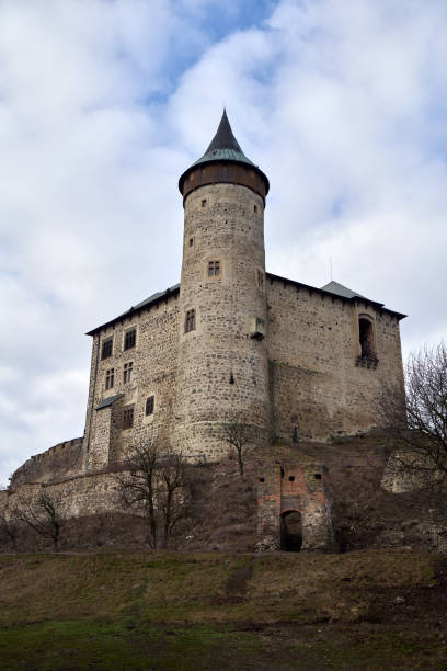 Kunetice, Czech Republic - January 15, 2022: Medieval castle Kuneticka Hora from the 15th century