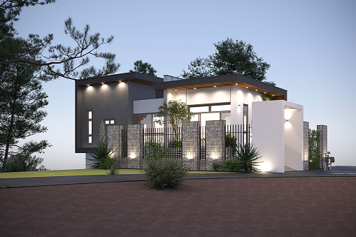 3d render of luxury house, villa exterior view