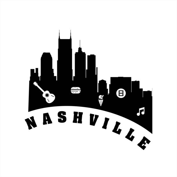 ilustrações, clipart, desenhos animados e ícones de ícone da cidade de nashville e ilustração - lower downtown