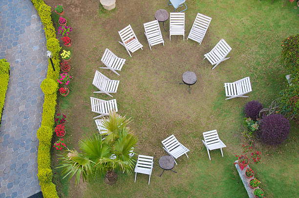 istock Top view of garden chairs 146059246