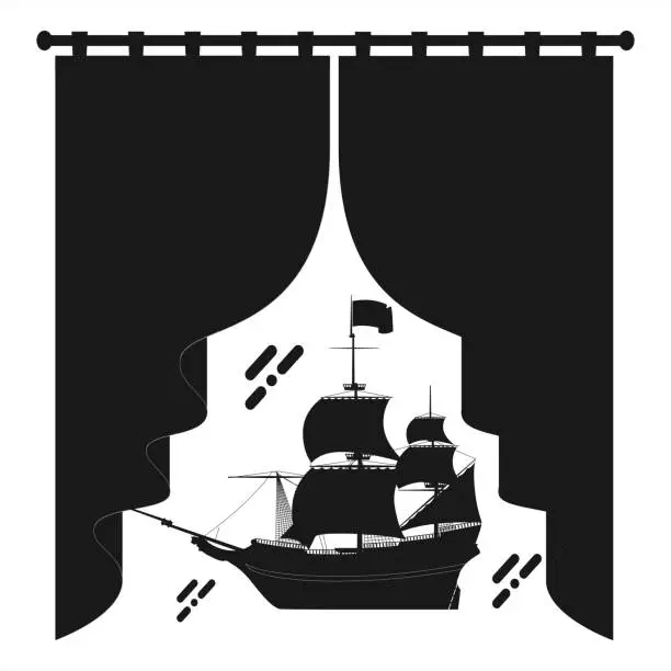 Vector illustration of elegant sailing boat illustration performance logo and vector icon