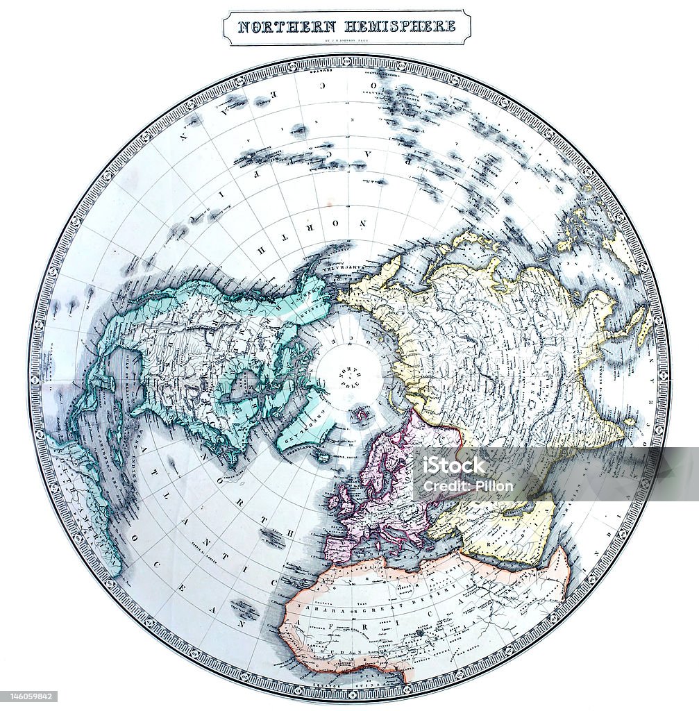 Old Nordhalbkugel Karte. - Lizenzfrei Globus Stock-Foto