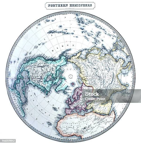 Foto de Mapa Antigo Do Hemisfério Norte e mais fotos de stock de Globo terrestre - Globo terrestre, Mapa, Ártico