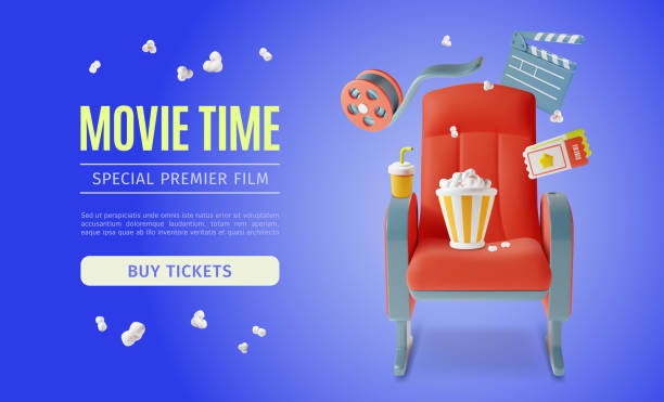 istock 3d Movie Time Ads Banner Concept Poster Card. Vector 1460598559