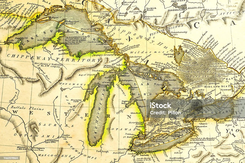 早期「Great Lakes マップ - 地図のロイヤリティフリーストックフォト