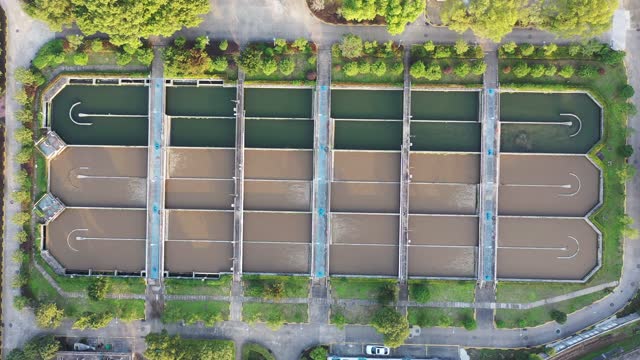 Aerial photography of sewage treatment plant