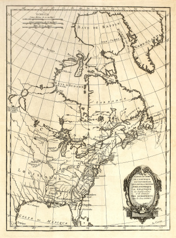 An early map of eastern North America printed in France in 1752.